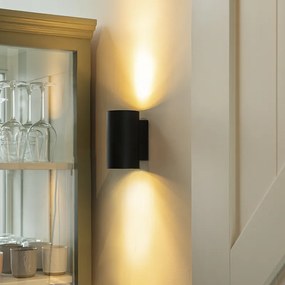 Модерна стенна лампа черна кръгла 2-светлина - Sandy