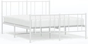 352548 vidaXL Метална рамка за легло с горна и долна табла, бяла, 140x200 см