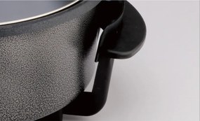 Електрически тиган за приготвяне на пица Rosberg R51010B, 1500W, 32 см, Терморегулатор, Незалепващо покритие, Сив