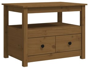 820939 vidaXL Кафе маса, меденокафява, 71x49x55 см, борово дърво масив