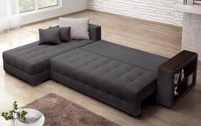 Разтегателен ъглов диван с подлакътник етажерка Мелвин Спринг