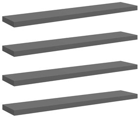 323801 vidaXL Окачени стенни рафтове, 4 бр, сив гланц, 120x23,5x3,8 см, МДФ