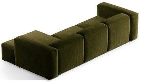 Зелен ъглов диван от рипсено кадифе (десен ъгъл) Bergano – Cosmopolitan Design