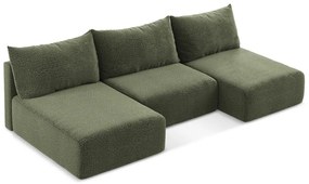 Зелен разтегателен ъглов диван с място за съхранение Kalena – Makamii