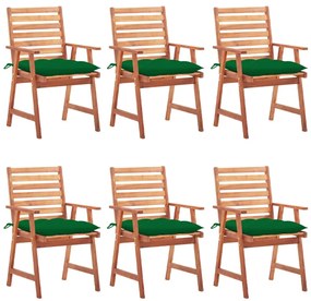 3078367 vidaXL Градински трапезни столове, 6 бр, с възглавници, акация масив