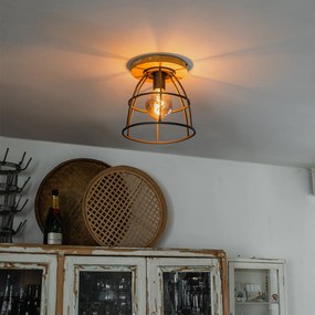 Индустриален плафон тъмно сив с дърво - Arthur