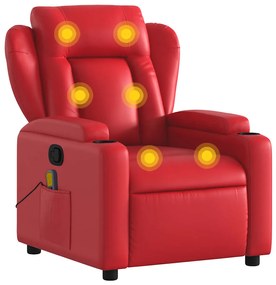 372439 vidaXL Масажен реклайнер стол, червен, изкуствена кожа
