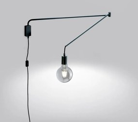 Матово черно стенна лампа с огъваща се структура за контакт Line – Trio