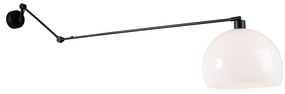 Стенна лампа черна с абажур бял 30 см регулируема - Blitz