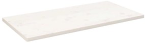 824421 vidaXL Плот за маса, бял, 110x60x2,5 см, бор масив, правоъгълен
