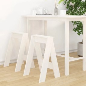 823665 vidaXL Табуретки, 2 бр, бели, 40x40x60 см, борово дърво масив