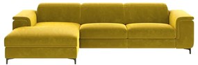Ъглов диван от жълто кадифе (ляв ъгъл) Brito - MESONICA