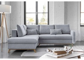 Светлосив ъглов разтегателен диван ляв ъгъл, Scandic Lagom - Miuform