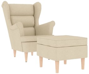 3307996 vidaXL Фотьойл с табуретка за крака, кремав, текстил