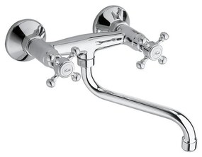 Стенна батерия за мивка в лъскаво-сребрист цвят (1 изход) Antea – Sapho