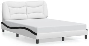 3208001 vidaXL Рамка за легло без матрак Hvar, бяла, черна, 140x190 см изкуствена кожа