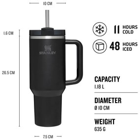 Черен термос 1,18 l Quencher H2.O FlowState – Stanley