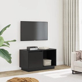 814338 vidaXL ТВ шкаф, черен, 74x35x44 см, бор масив