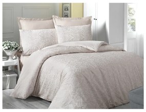 Спално бельо от памучен сатен с чаршаф за двойно легло, 200 x 220 cm Cream - Mijolnir