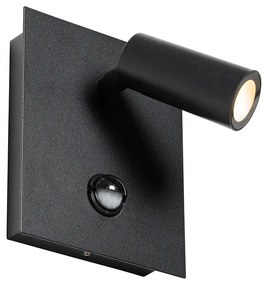 Външна стенна лампа черна с LED IP54 Сензор за движение - Simon