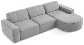 Светлосив шенилов ъглов диван (десен ъгъл) Omao – Makamii