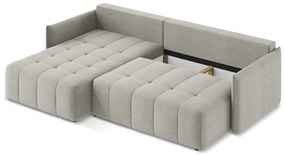 Светлосив разтегателен ъглов диван с място за съхранение (ляв ъгъл) Moku – Makamii