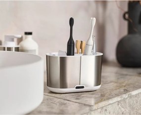 Стойка за четки за зъби от неръждаема стомана в сребрист цвят Duo Steel – Joseph Joseph