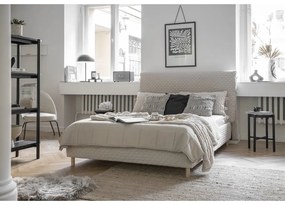 Бежово тапицирано двойно легло и решетка 180x200 cm Sleepy Luna - Miuform