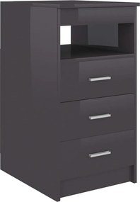 801813 vidaXL Шкаф с чекмеджета, сив гланц, 40x50x76 см, инженерна дървесина
