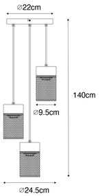 Индустриална висяща лампа черна 3-светлинна - Jim