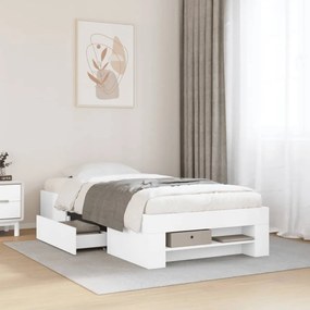 3295492 vidaXL Рамка за легло, бяла, 90x200 см, масивно дърво