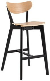 Бар столове в цвят на дървесина от черен естествен каучук в комплект от 2 броя 105 см Roxby - Actona