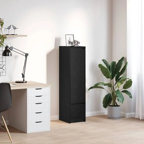 861653 vidaXL Висок шкаф, Черен дъб, 29,5x34x119,5 см инженерно дърво