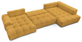 Шенилов сгъваем/с място за съхранение ъглов диван в цвят горчица (десен ъгъл/U форма) Everest – Bobochic Paris