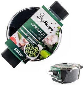 Тенджера Luigi Ferrero Regina FR-2040 20x10 см, 2.5 л, Незалепващо покритие, Стъклен капак с отвор за пара, Индукция, Черен