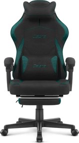 CABRO C502 геймърски стол от плат с подложка за крака, до 150 кг, черен и зелен