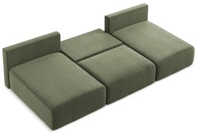 Зелен разтегателен ъглов диван с място за съхранение Kalena – Makamii