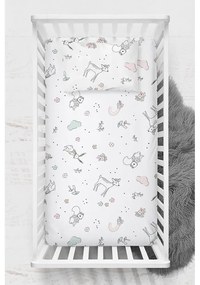 Бял детски чаршаф от памук Renforcé 100x150 cm Flowers – Mijolnir