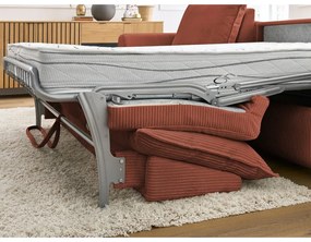 Разтегателен ъглов диван от рипсено кадифе в тухлен цвят (променлив) Augustin – Bobochic Paris