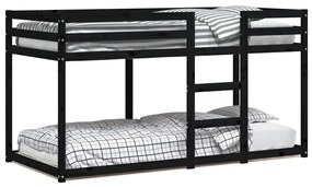3206506 vidaXL Двуетажно легло, черно, 90x200 см, масивна чамова дървесина