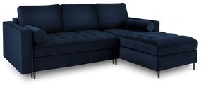 Ъглов разтегателен диван от синьо кадифе , десен ъгъл Santo - Milo Casa