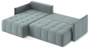 Син разтегателен ъглов диван с място за съхранение (ляв ъгъл) Moku – Makamii