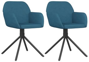 344739 vidaXL Въртящи се трапезни столове, 2 бр, сини, кадифе