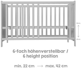 Сиво детско креватче 60x120 cm Hamburg – Roba