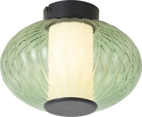 Дизайнерска таванна лампа черна 28 см със зелено стъкло с LED 3-степенно димируема - Margherite