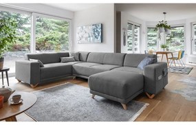 Сив разтегателен/с място за съхранение ъглов диван (ляв ъгъл/U форма) Classy Sophie – Miuform