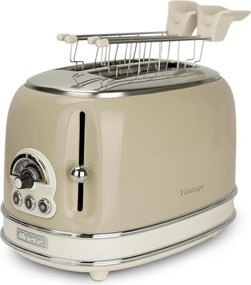 Тостер за хляб Ariete VINTAGE 0155/03, 810W, 2 филии, 3 функции, 6 степени, Подвижна тава за трохи, Бежов