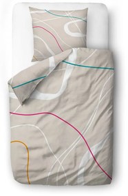 Бежово единично спално бельо от памучен сатен 140x200 cm Little Touch of Colours – Butter Kings