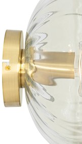 Стенна лампа в стил арт деко златиста със стъкло - Ayesha