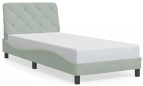 3207893 vidaXL Рамка за легло без матрак, светлосива, 90x190 см, кадифе